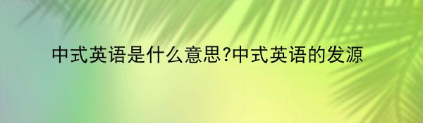 中式英语是什么意思?中式英语的发源
