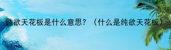 纯欲天花板是什么意思? （什么是纯欲天花板）
