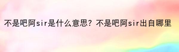 不是吧阿sir是什么意思? 不是吧阿sir出自哪里
