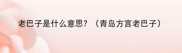 老巴子是什么意思? （青岛方言老巴子）