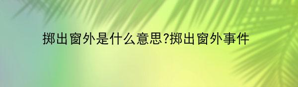 掷出窗外是什么意思?掷出窗外事件