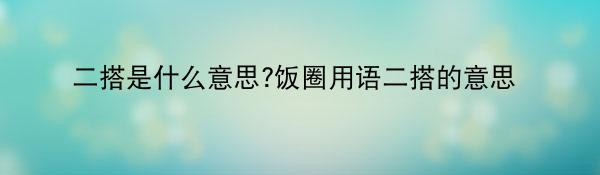 二搭是什么意思?饭圈用语二搭的意思