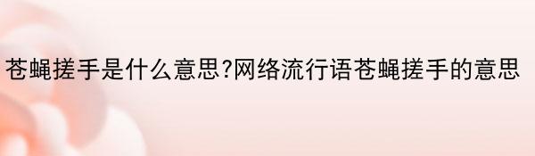苍蝇搓手是什么意思?网络流行语苍蝇搓手的意思