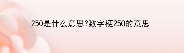 250是什么意思?数字梗250的意思