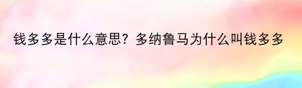 钱多多是什么意思? 多纳鲁马为什么叫钱多多