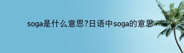 soga是什么意思?日语中soga的意思