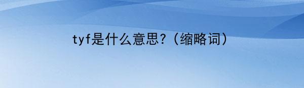 tyf是什么意思?(缩略词)