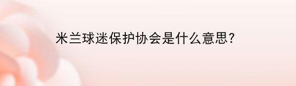米兰球迷保护协会是什么意思?