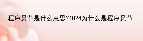 程序员节是什么意思?1024为什么是程序员节
