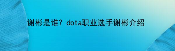 谢彬是谁?dota职业选手谢彬介绍