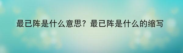 最已阵是什么意思? 最已阵是什么的缩写