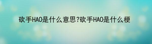 砍手HAO是什么意思?砍手HAO是什么梗