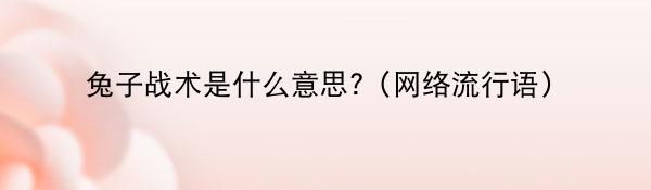 兔子战术是什么意思?(网络流行语)