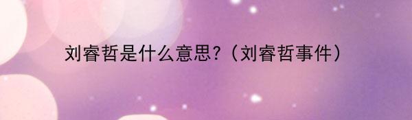 刘睿哲是什么意思?(刘睿哲事件)
