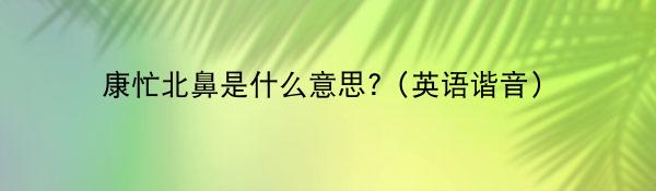 康忙北鼻是什么意思 英语谐音 中华网河南