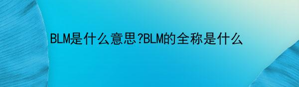 BLM是什么意思?BLM的全称是什么