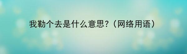 我勒个去是什么意思?(网络用语)