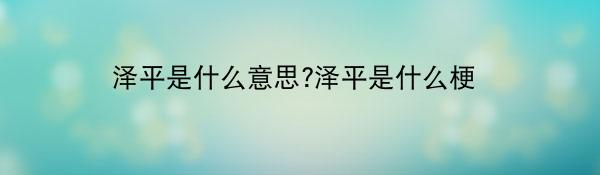 泽平是什么意思?泽平是什么梗