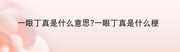 一眼丁真是什么意思?一眼丁真是什么梗