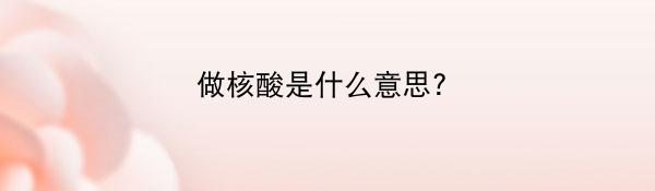 做核酸是什么意思?