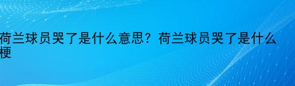 荷兰球员哭了是什么意思？荷兰球员哭了是什么梗