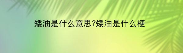 矮油是什么意思?矮油是什么梗