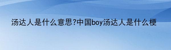 汤达人是什么意思?中国boy汤达人是什么梗