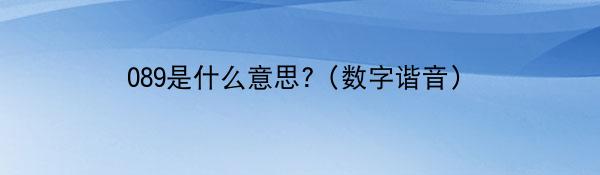 089是什么意思?（数字谐音）