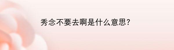 秀念不要去啊是什么意思?