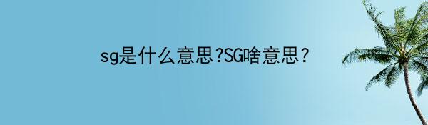 sg是什么意思?SG啥意思? 