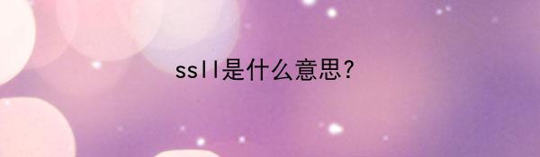 ssll是什么意思?