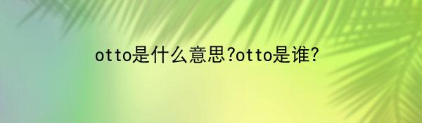 otto是什么意思?otto是谁？
