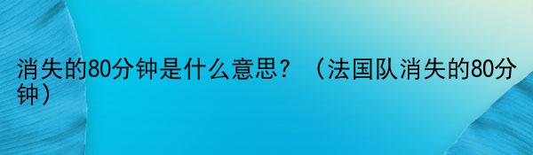 消失的80分钟是什么意思？（法国队消失的80分钟）