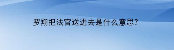 罗翔把法官送进去是什么意思?