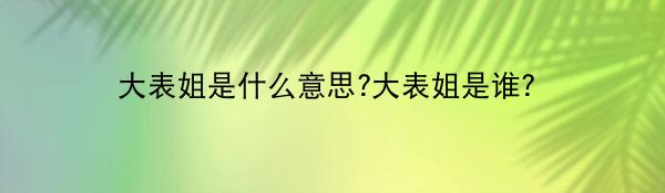 大表姐是什么意思?大表姐是谁？