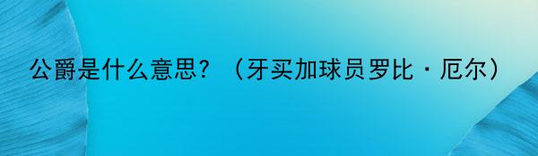 公爵是什么意思? (牙买加球员罗比•厄尔)