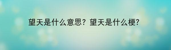 望天是什么意思? 望天是什么梗？