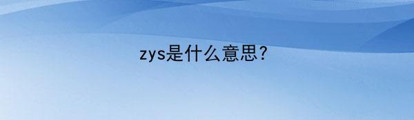 zys是什么意思?
