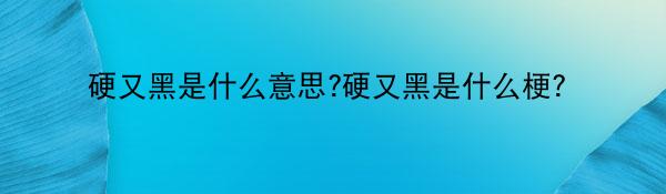 硬又黑是什么意思?硬又黑是什么梗?