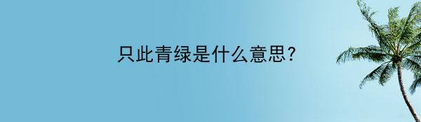 只此青绿是什么意思?