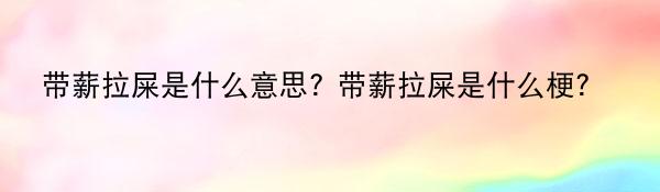 带薪拉屎是什么意思? 带薪拉屎是什么梗? 