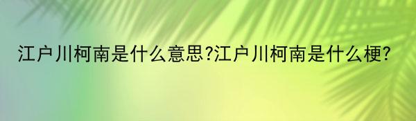 江户川柯南是什么意思?江户川柯南是什么梗?