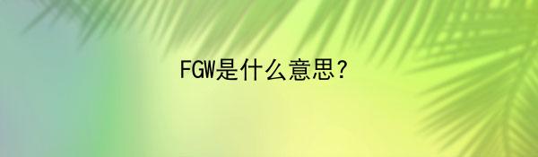 FGW是什么意思?