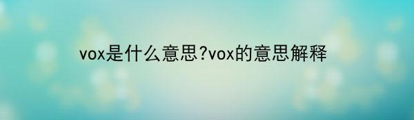 vox是什么意思?vox的意思解释