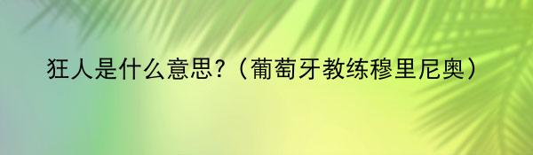 狂人是什么意思?（葡萄牙教练穆里尼奥）