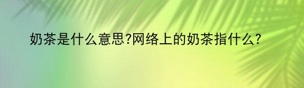 奶茶是什么意思?网络上的奶茶指什么? 