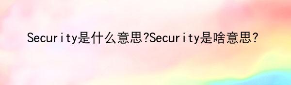 Security是什么意思?Security是啥意思？