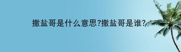 撒盐哥是什么意思?撒盐哥是谁？