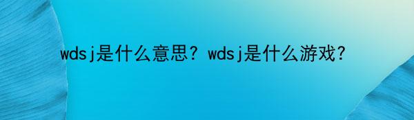 wdsj是什么意思？wdsj是什么游戏？