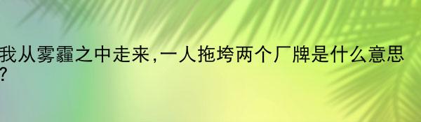 我从雾霾之中走来,一人拖垮两个厂牌是什么意思?